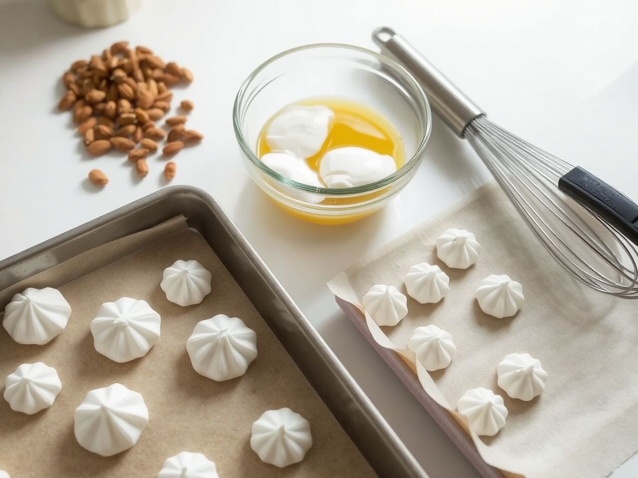 A mandulás habcsók könnyű, ropogós, mégis puha belül.