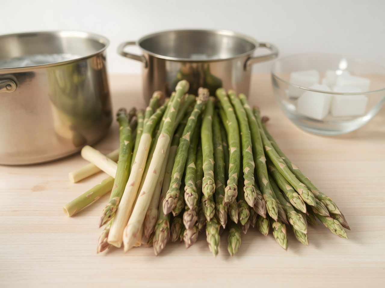 A zöld spárgát rövidebb ideig blansírozzuk, mint a fehéret.