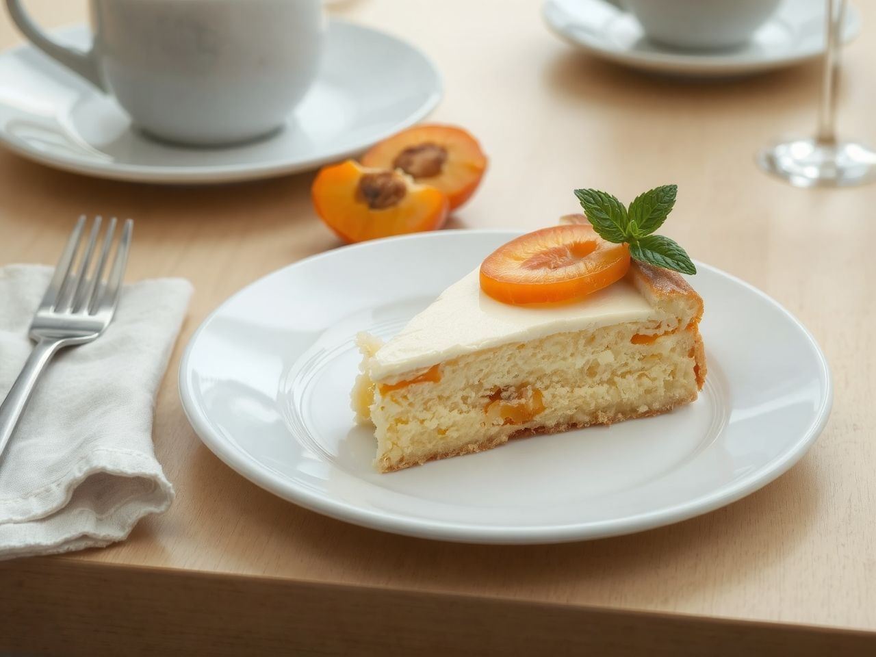 Friss mentalevelek és porcukor teszik látványossá a tortát.