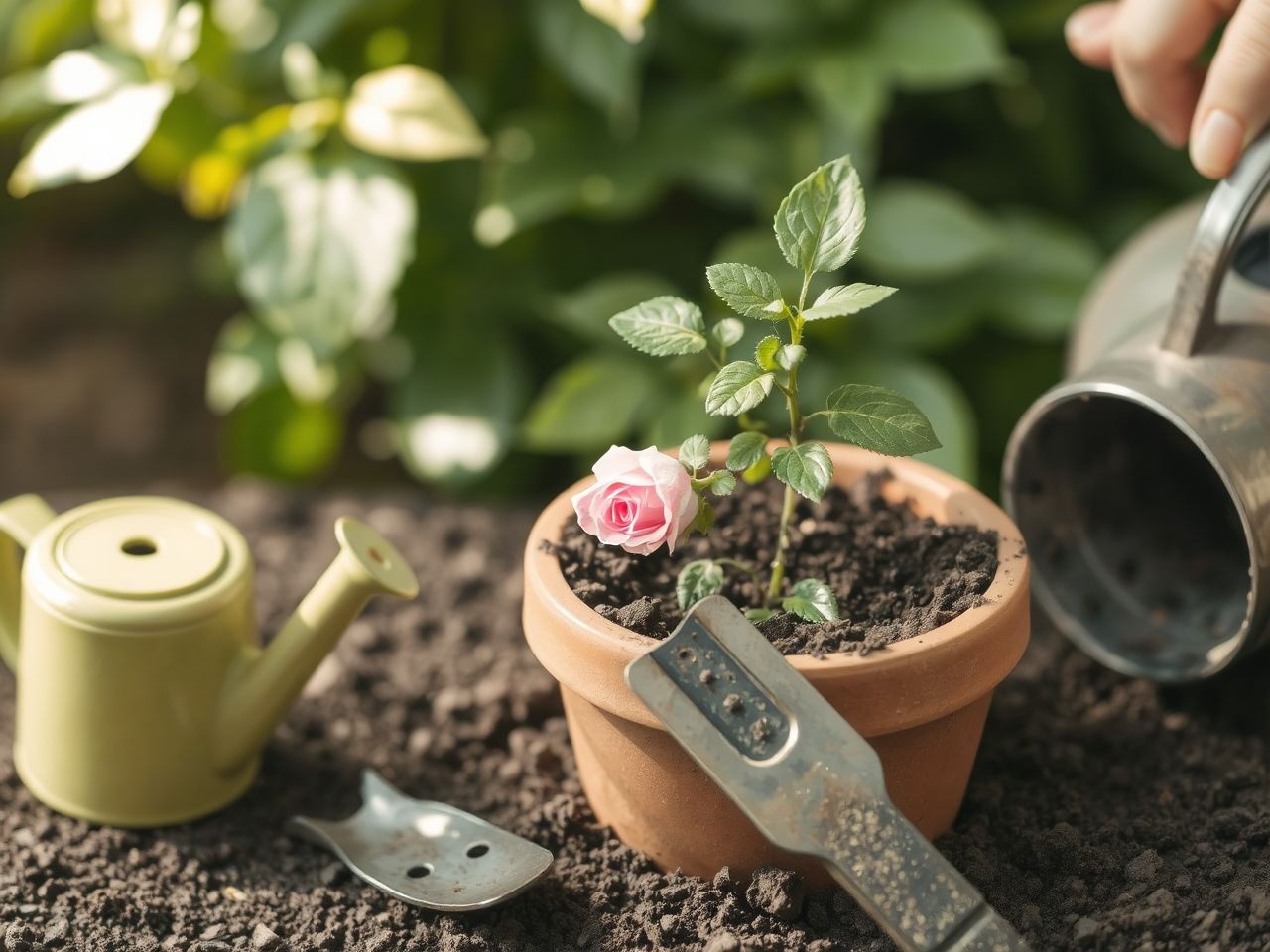 Az ültetés minősége határozza meg a magastörzsű rózsa fejlődését.