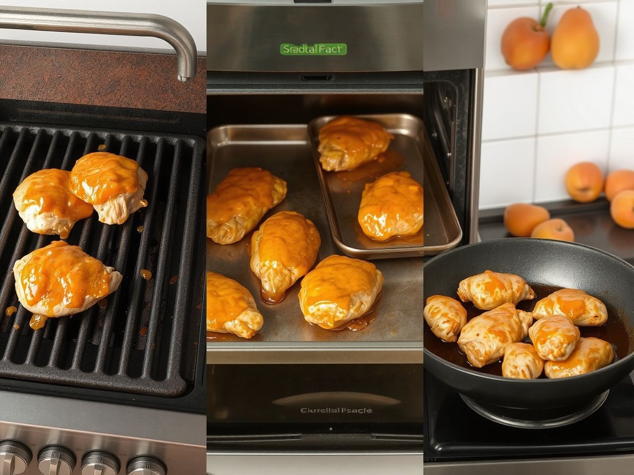 Grillen sült csirkemell füstös íze a sárgabarackkal tökéletes.