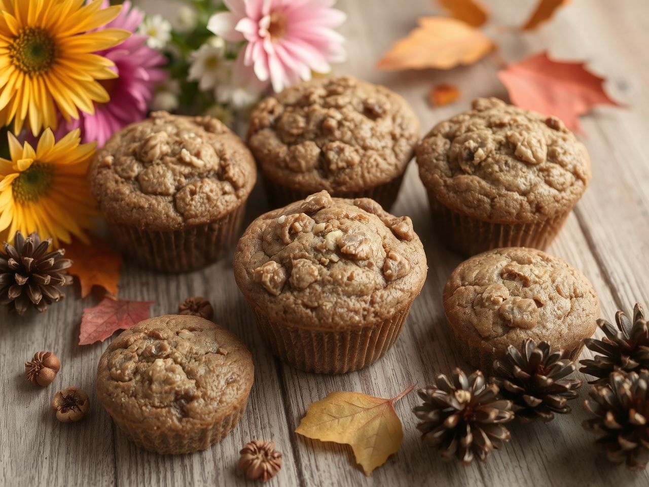 A diós muffin szezonális gyümölcsökkel egész évben ízletes.